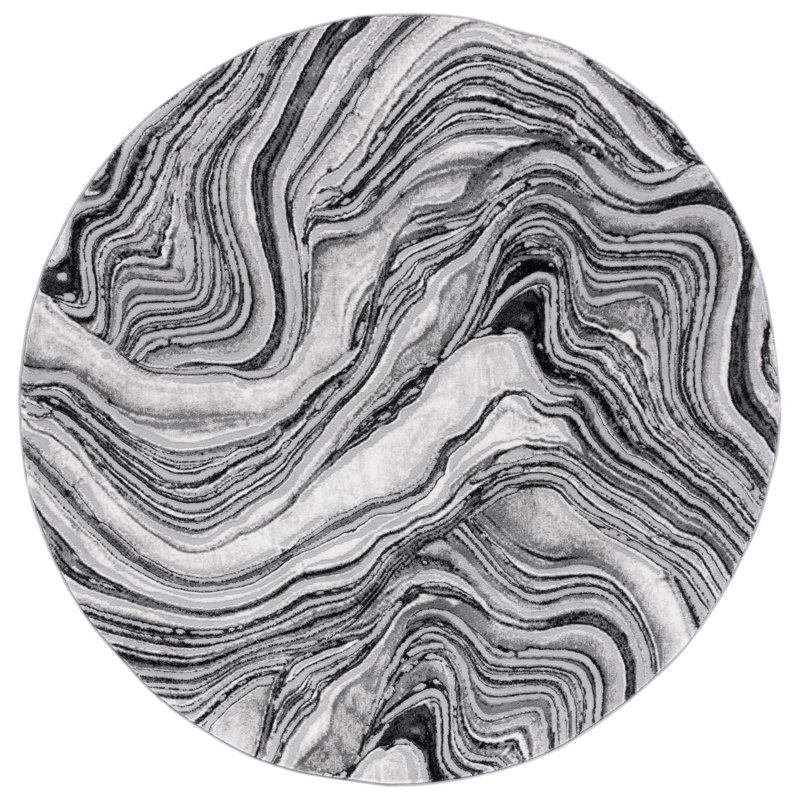 Meadow 500 Performance Abstract Rug, Round 6'7"
