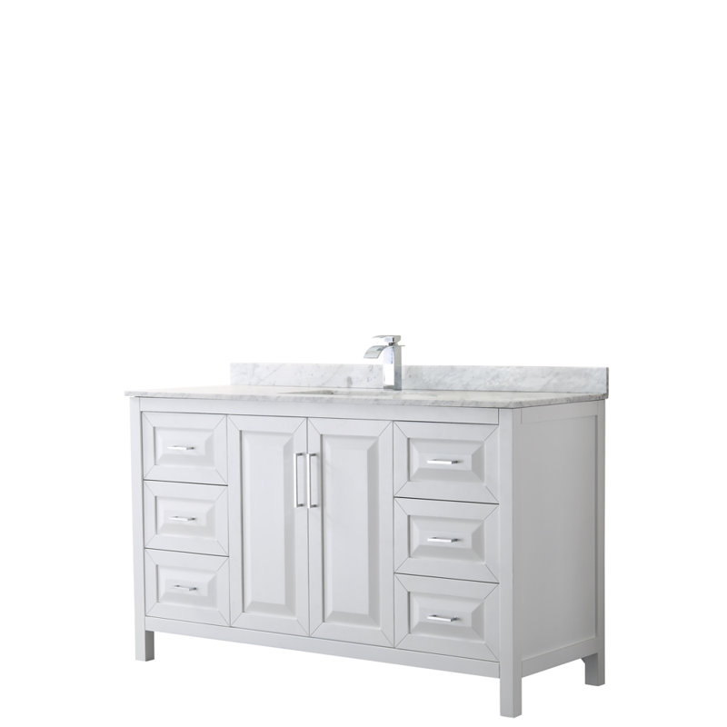 Daria 60" Single Bathroom Vanity Set, White, Polished Chrome, 60"
