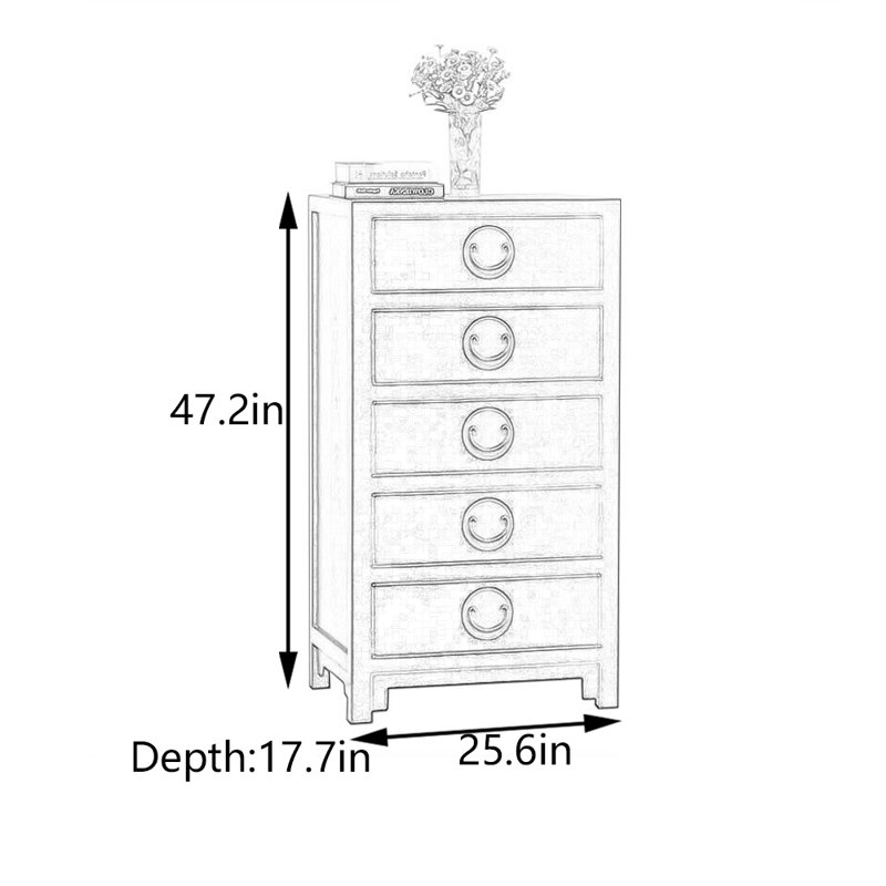 Five-Drawer Console Cabinet, Black