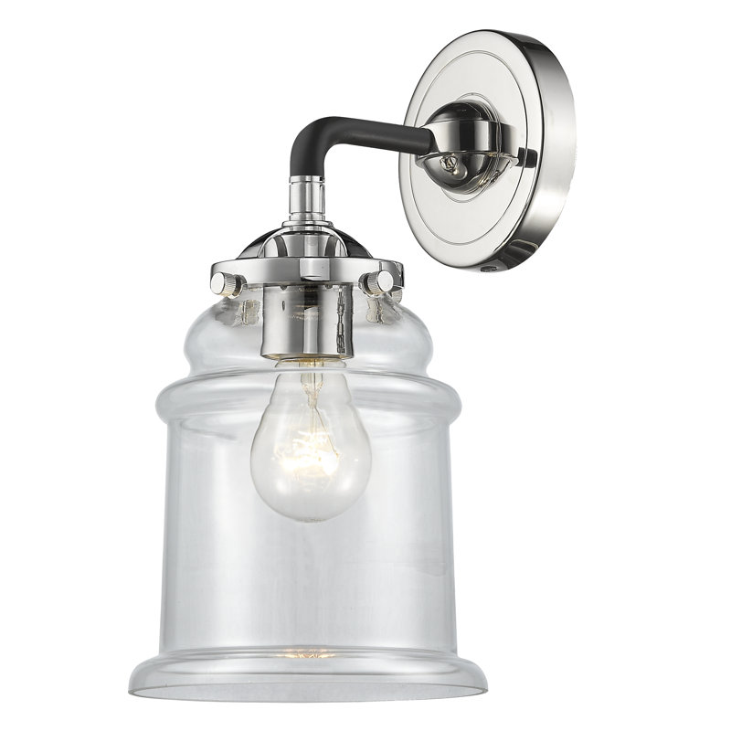 Alexandira Armed Sconce, Black/Polished Nickel, Clear, 6 Watt Vinage LED Bulb
