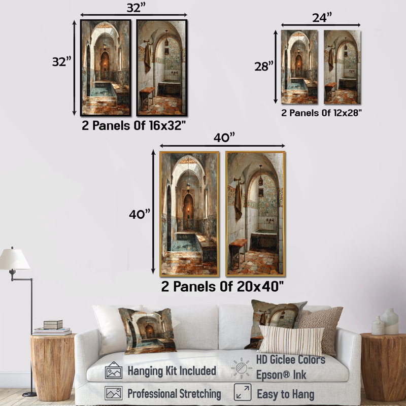Ensemble de 2 pièces de bain turc I à Istanbul, H 32 po x l 32 po, Toile tendue
