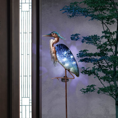  Metal Animal Garden Stake - Solar Powered Blue Heron Garden Statues