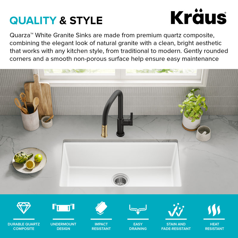 Évier de cuisine KRAUS Quarza, 31" , Blanc