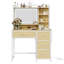 Bureau de coiffeuse avec miroir, coiffeuse de maquillage avec 3 lumières réglables, coiffeuse avec 4 tiroirs de rangement et tablettes ouvertes, coiffeuse avec station de charge, rangement moderne pour la chambre à coucher-490131643