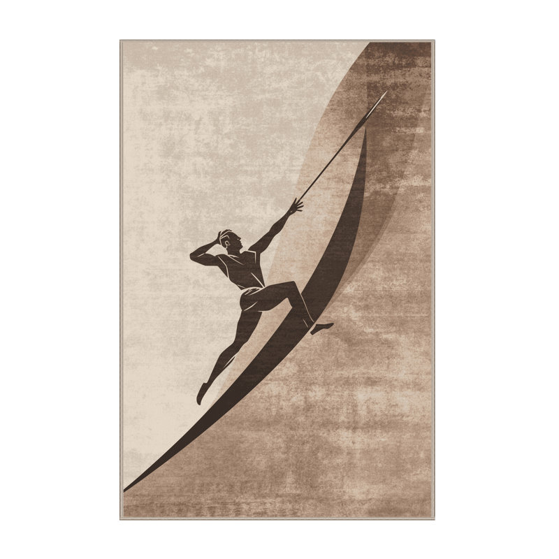 Machine Washable Bracondale Javelin Throw Sleek & Chic Modern Rug in Beige – Beige Binding, 5x8
