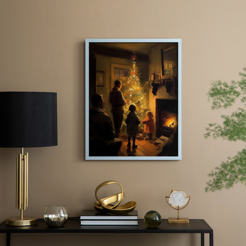 «Christmas Holiday» DCVII, reproduction d'art encadrée - bois massif, Bleu, H 15 po x l 12 po