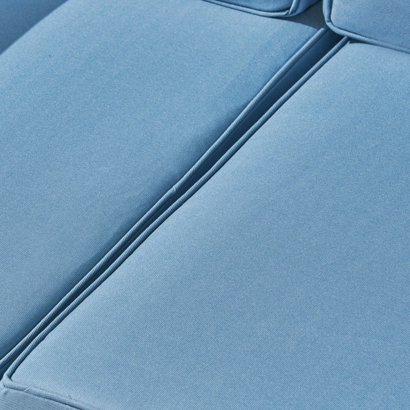 Ensemble de conversation modulaire avec coussins 9 pièces Ajanai, Structure teck / coussins bleu