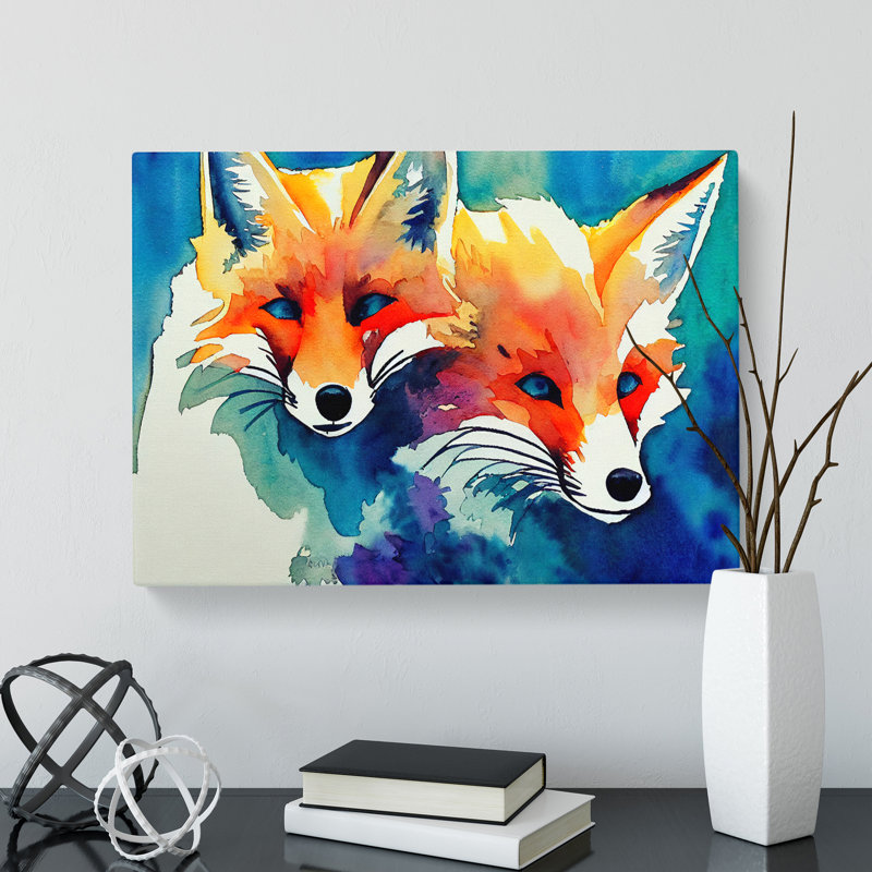 Fox Watercolour Vol.1 - Wrapped Canvas, 35cm H x 50cm W x 3cm D