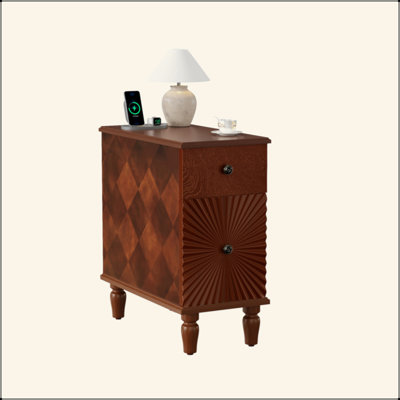 Canapé moderne à 2 tiroirs, table d'appoint étroite, table de chevet mince pour le salon, chambre à coucher
