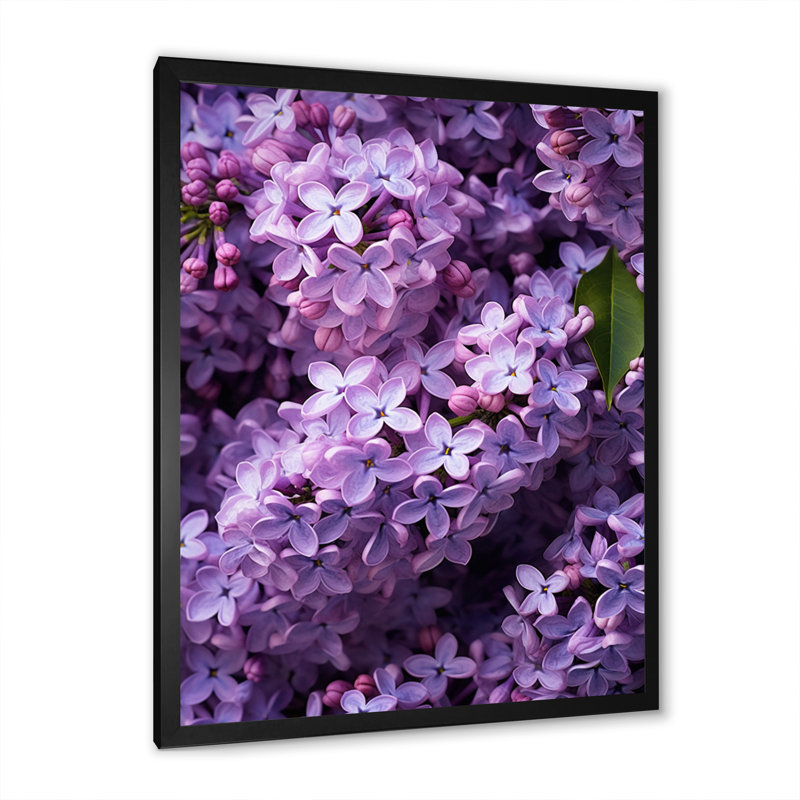 Fleurs mauves lilas mauves sur toile, H 40 po x l 30 po x P 1,5 po, Cadre photo noir