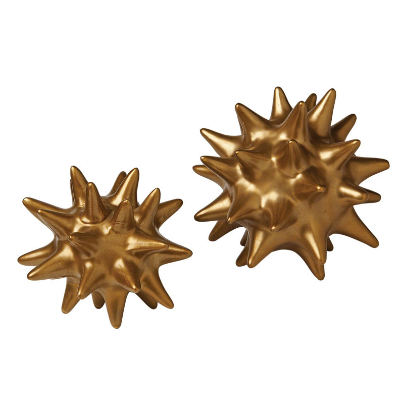 Urchin, 7" H x 7" W x 7" D, Antique Gold