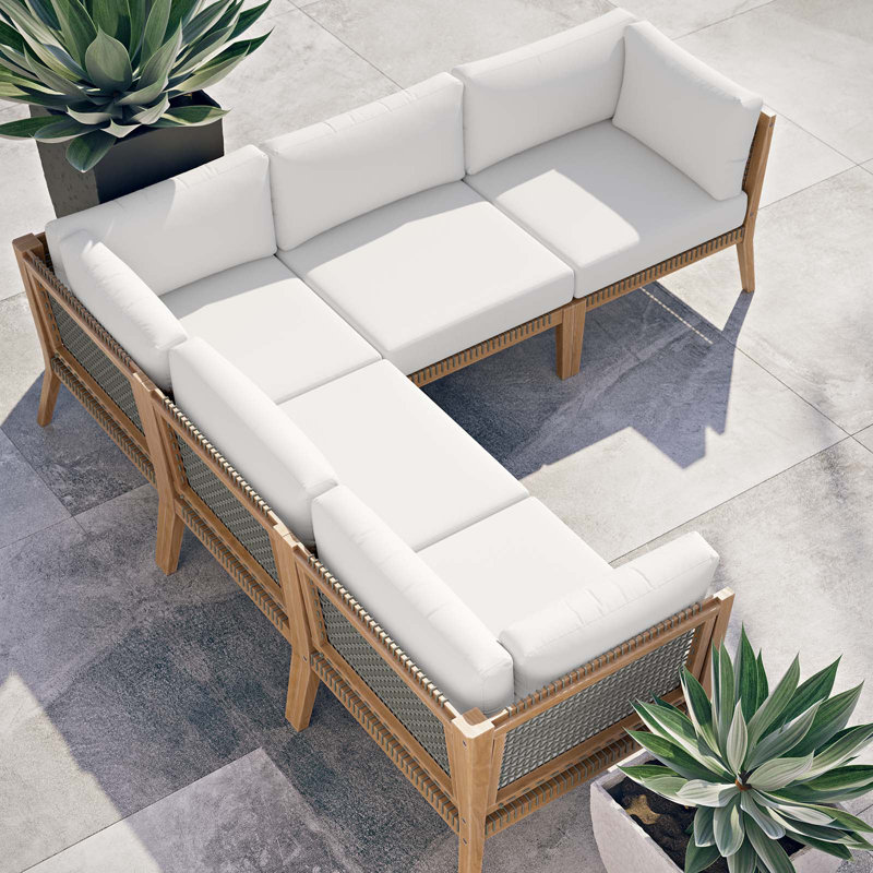 Canapé modulaire d'extérieur 5 pièces Clearwater, Blanc
