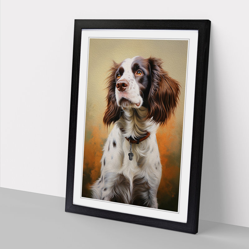 English Springer Spaniel Realism - Single Picture Frame Print on Wood, 64cm H x 46cm W x 2cm D, Black