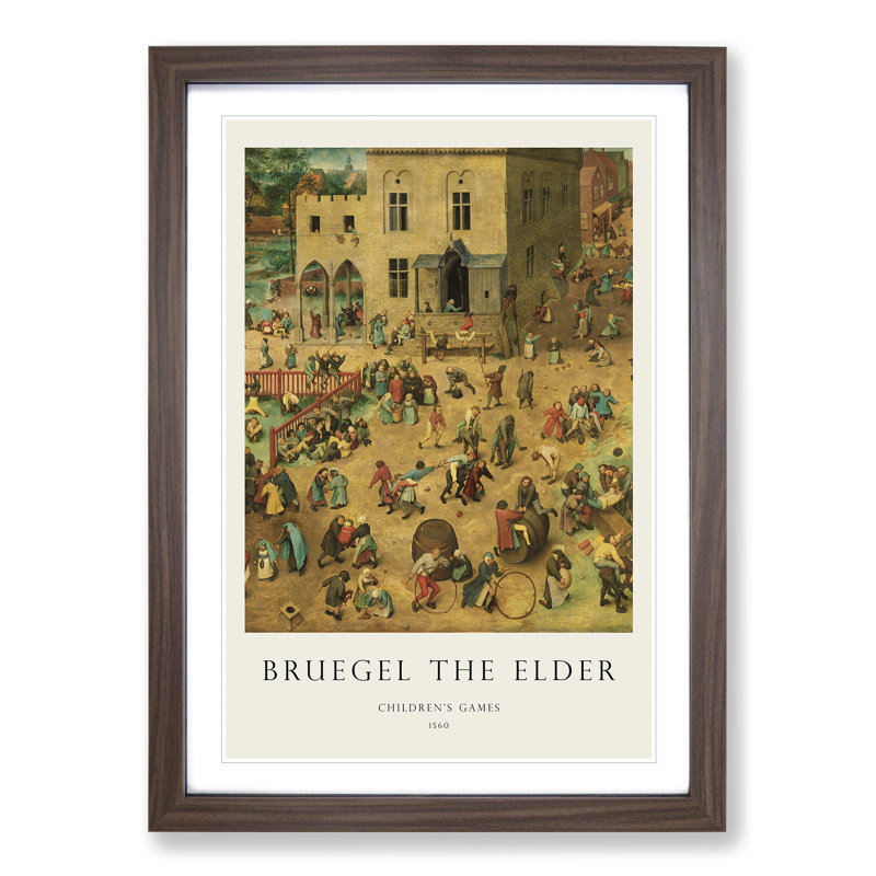 Children's Games by Pieter Bruegel the Elder - Picture Frame Art Prints, Walnut, 48cm H x 36cm W x 2cm D