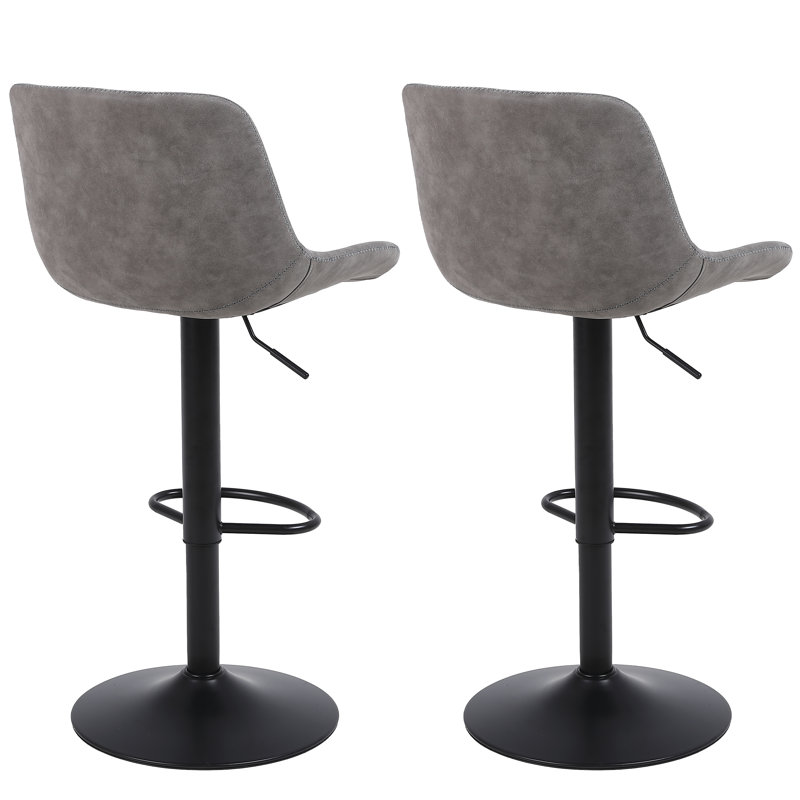 Swivel Upholstered Adjustable Height Counter Stool with Metal Frame, Grey, 2