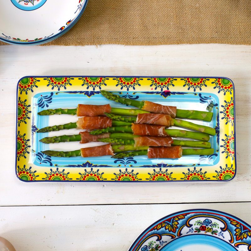 Zanzibar Multicolor Ceramic Floral Appetizer Serving Set