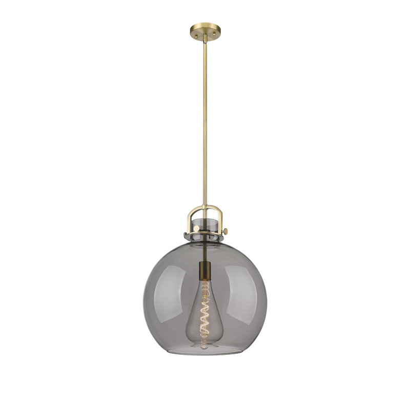 Luminaire suspendu à 1 tige Sligo, Laiton brossé, Plaqué couleur fumée, H 19,5 po x l 16 po x P 16 po