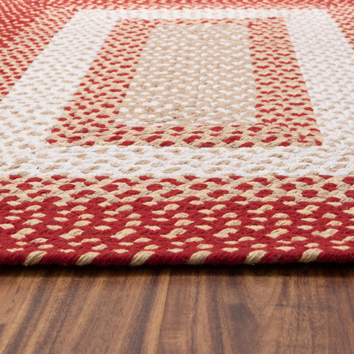 Dakota Fields Waterbury Farmhouse Handmade Braided Red Area Rug | Wayfair
