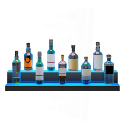 LED Lighted Liquor Bottle Display Bar Shelf RF & App Control 40" 2-Step