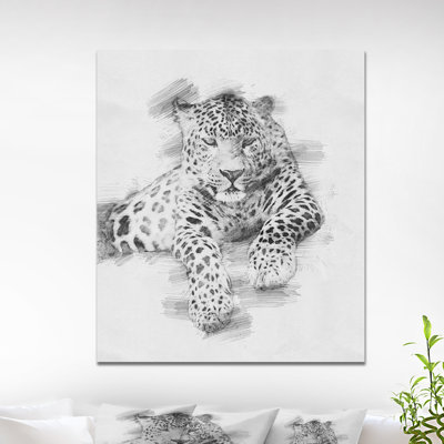 Léopard noir et blanc - impression sur toile tendue