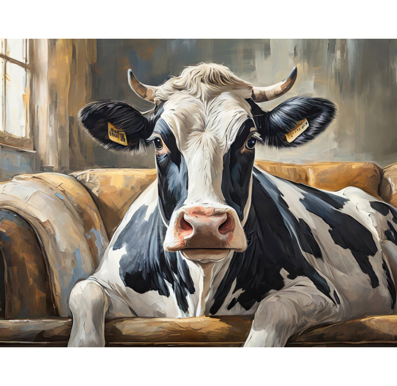 «Cow Couch 2» sur toile, H 26 po x l 32 po