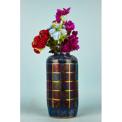 Pot décoratif peint à la main, corps en céramique, 5,9 po de diamètre x 13,8 po de hauteur | Décoration intérieure élégante, parfaite pour les plantes d'intérieur | Conception unique rehaussant n'importe quelle pièce, pièce décorative durable 