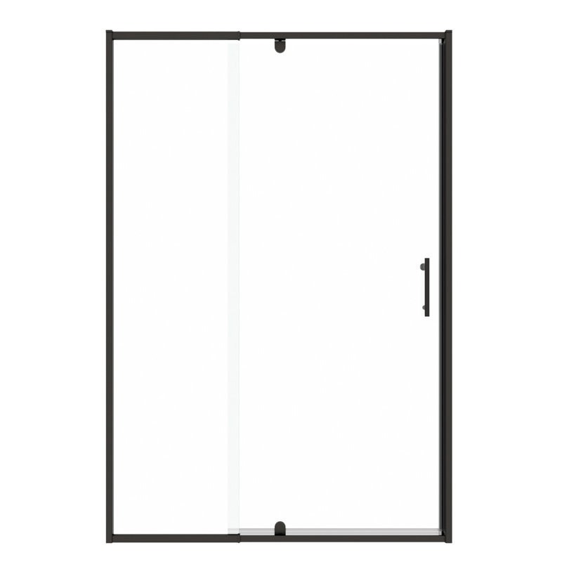 Porte de cabine de douche pivotante de 56 à 60 po x H 71 po, verre trempé de 1/4 po, noir mat, universel gauche à droite, installation facile, poignée en acier inoxydable, fermeture magnétique, conception de fuite pivotante H 56 à 60 po, réversible