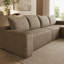Canapé modulaire en L Camel, assise profonde, tissu velours côtelé, sans assemblage, pour le salon, la chambre à coucher