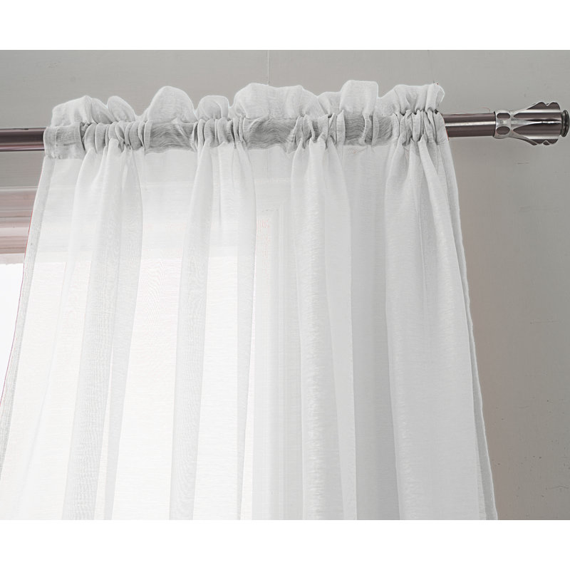 Landose Sheer Curtain Single Panel, Beige, 55" W x 90" L