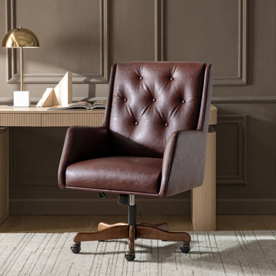 Kairos Transitional Swivel Desk Chair with Adjustable Height and Button-Tufted Backrest