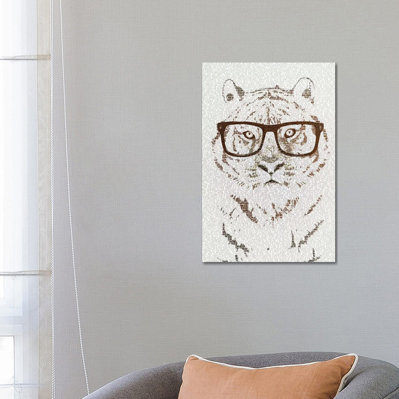 The Intellectual Tiger Hipster Version by Paula Belle Flores - Wrapped Canvas Print, 66.04 cm H x 45.72 cm W