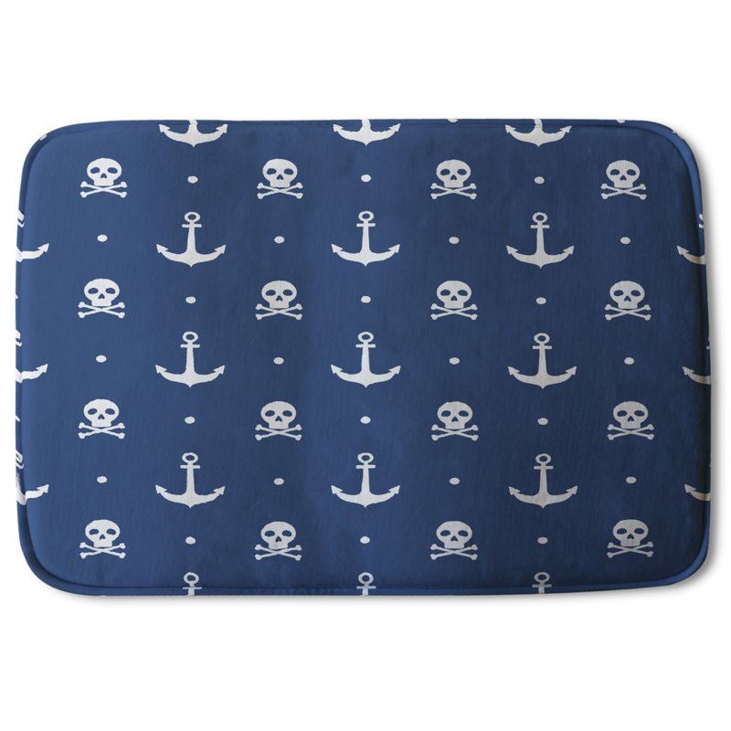 Ajeet Non-Slip Bath Rug, Iron Anchor & Bone