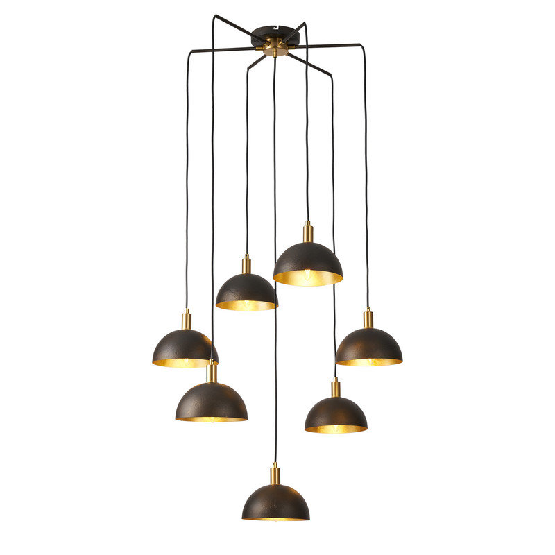 Luminaire suspendu de style lustre moderne avec abat-jour en forme de dôme noir 26 lumières 7 po