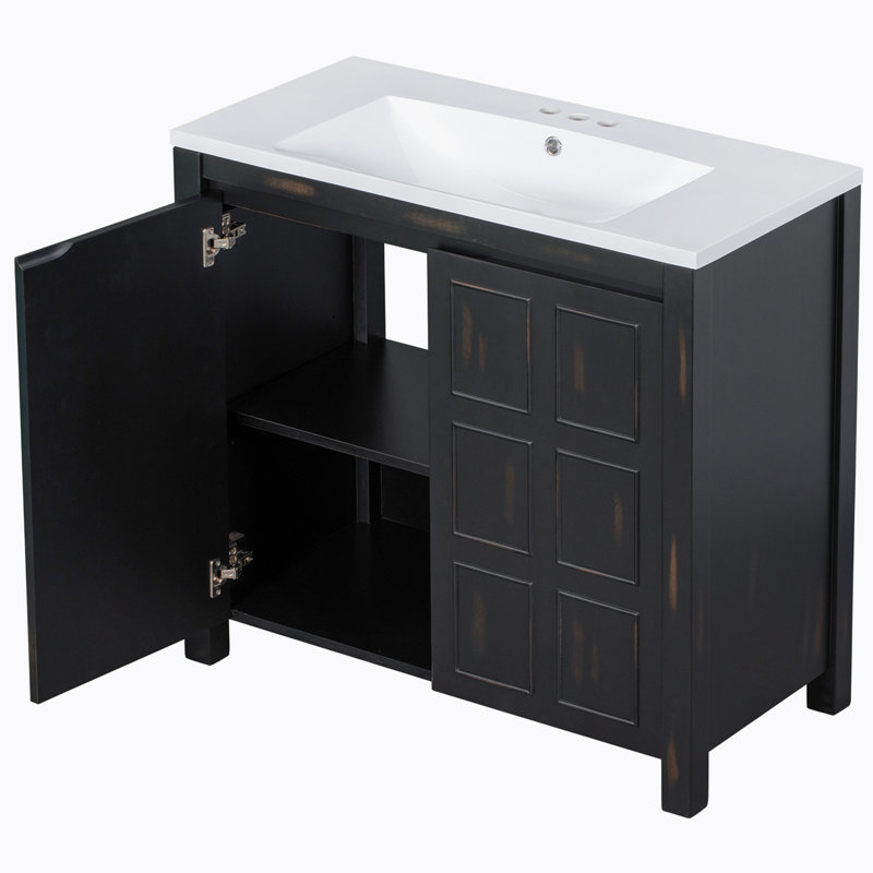 Meuble-lavabo sur pied simple avec plateau 36 po Maitlin
