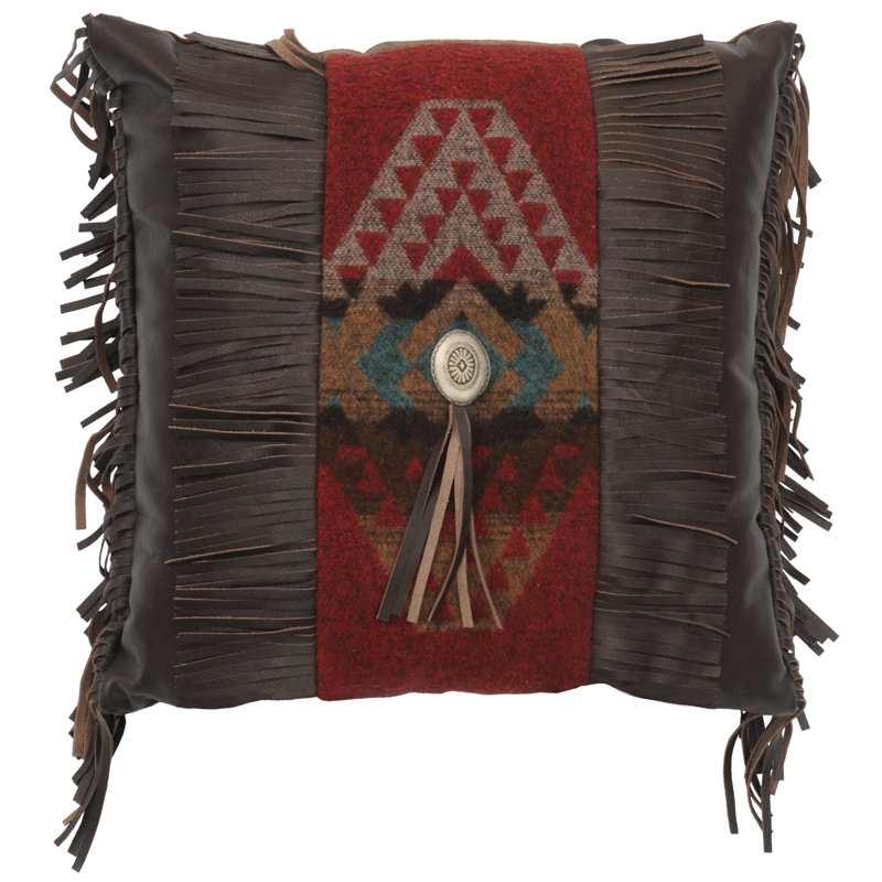 Wooded River Yellowstone III Leather Decorative Pillow - Leather Back