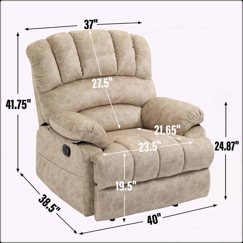 Fauteuil inclinable manuel confortable et réglable pour la détente et les loisirs, Beige
