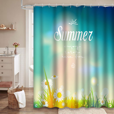 Rideau de douche avec 12 crochets Blue Spring