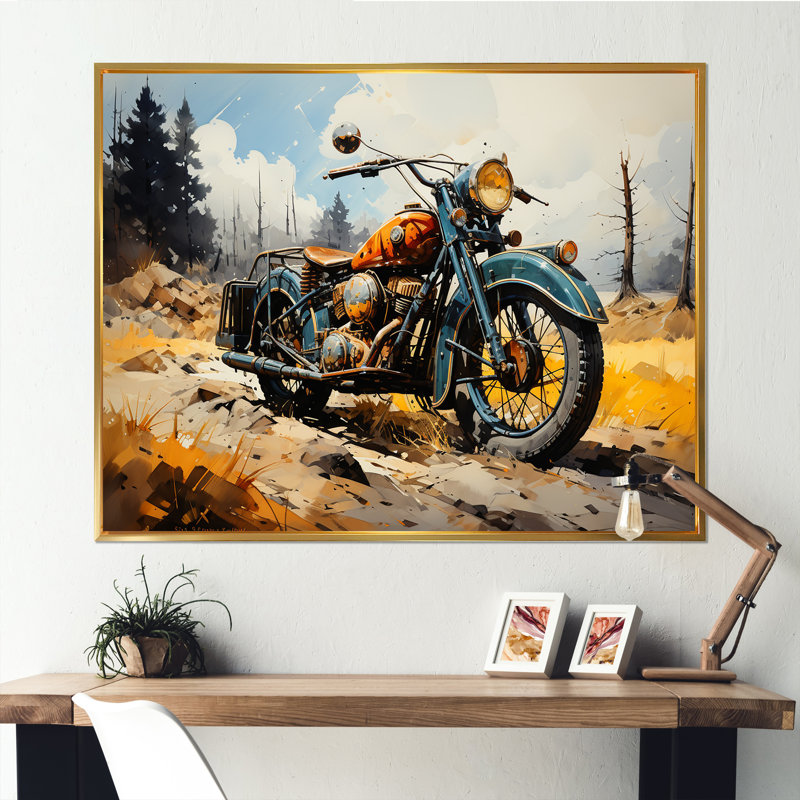 Vélo rustique de la Première Guerre mondiale, Cadre flottant doré, H 12 po x l 20 po x P 1 po