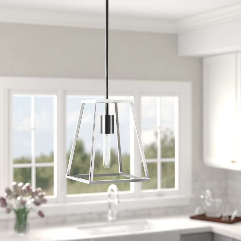 Luminaire suspendu géométrique 1 lumière Chanton, Nickel poli