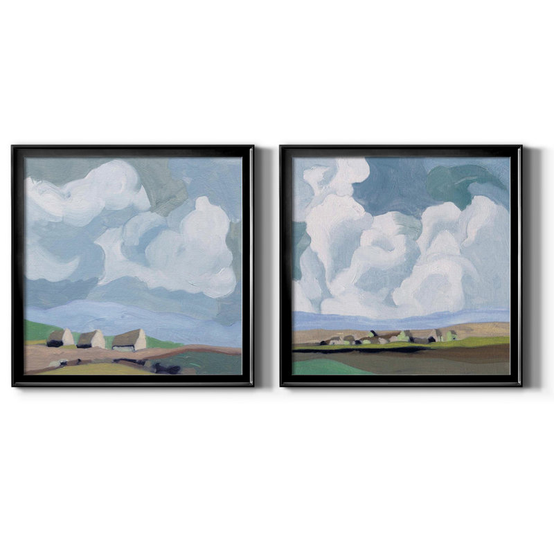 A Quiet Village III A Quiet Village III - Ensemble de 2 cadres photo, H 26,5 po x l 53 po x P 1,5 po, Toile avec cadre noir