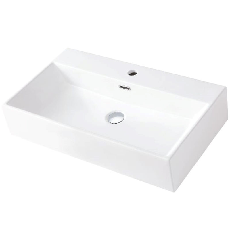 Lavabo de salle de bain vasque rectangulaire blanc en porcelaine vitrifiée