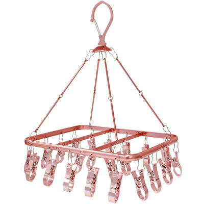 Household Aluminum Alloy Multi-Functional Clothes Hanger With 22 Clips - For Socks, Underwear, Diapers & Garment Drying