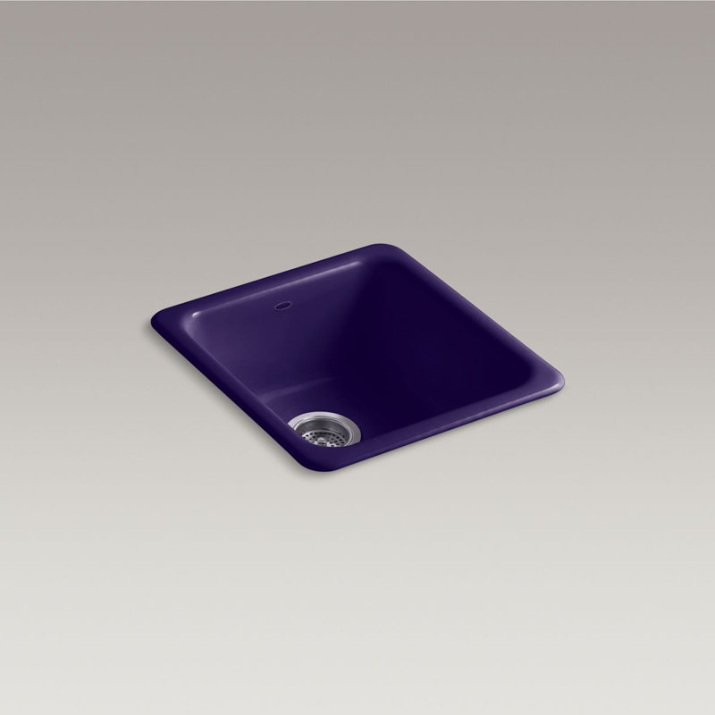 IronTones 17" L x 18-3/4" W x 8-1/4" Top-Mount/Under-Mount Single-Bowl Kitchen Sink, Iron Cobalt