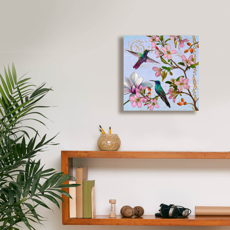 «Hummingbird Botanical» par Art Licensing Studio, art mural sur toile, H 12 po x l 12 po x P 0,75 po