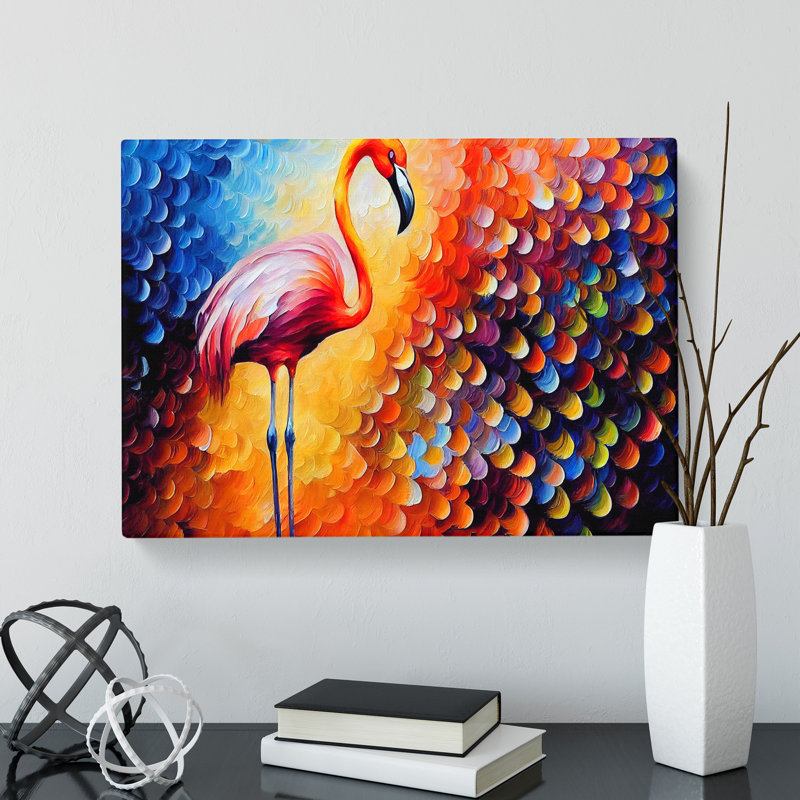 Flamingo Painting Vol.3 Abstract - Wrapped Canvas, 35cm H x 50cm W x 3cm D
