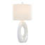Lampe de table contemporaine en polyrésine de 29 po Pearl en polyester blanc mat, coquille naturelle et abat-jour en lin blanc de Grandview Gallery - ensemble de 2