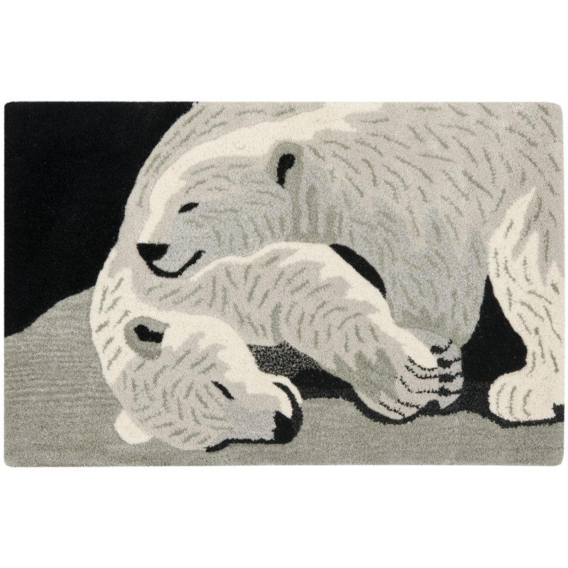 Gray Wool Handmade Tufted Animal Print Rug, 2' x 3'