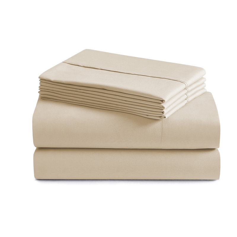 Luxurious Soft Microfiber Sheet Set with Bonus Pillowcases, Beige, King Sheet Set with 4 Pillowcases