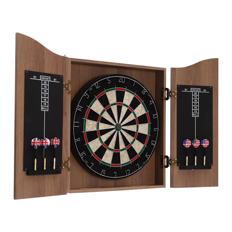 Modern Brown MDF and Sisal Dartboard Cabinet Set