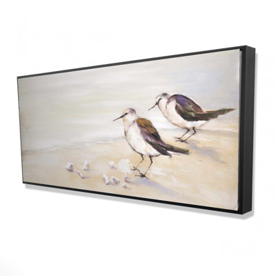 Two Sandpipers On The Beach Print On Canvas